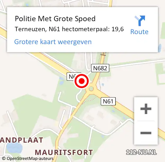 Locatie op kaart van de 112 melding: Politie Met Grote Spoed Naar Terneuzen, N61 hectometerpaal: 19,6 op 8 januari 2025 12:56