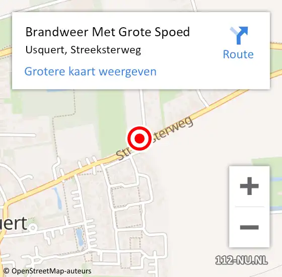 Locatie op kaart van de 112 melding: Brandweer Met Grote Spoed Naar Usquert, Streeksterweg op 8 januari 2025 12:59