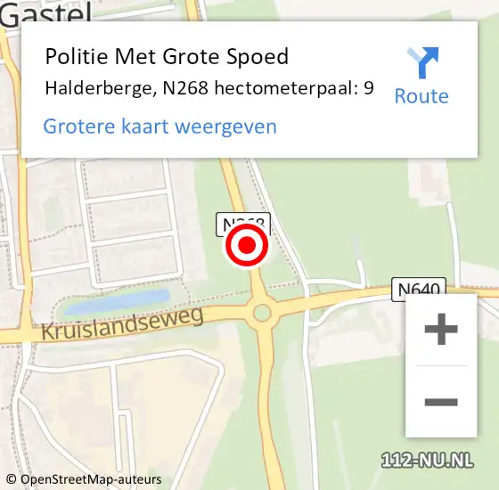 Locatie op kaart van de 112 melding: Politie Met Grote Spoed Naar Halderberge, N268 hectometerpaal: 9 op 8 januari 2025 13:19