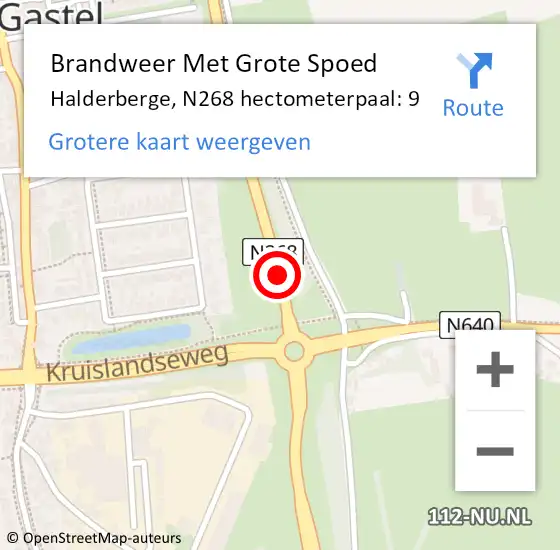 Locatie op kaart van de 112 melding: Brandweer Met Grote Spoed Naar Halderberge, N268 hectometerpaal: 9 op 8 januari 2025 13:19