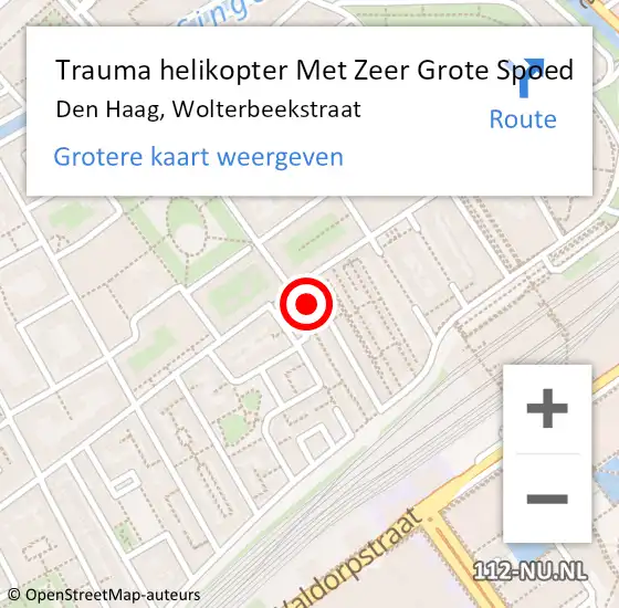 Locatie op kaart van de 112 melding: Trauma helikopter Met Zeer Grote Spoed Naar Den Haag, Wolterbeekstraat op 8 januari 2025 14:00