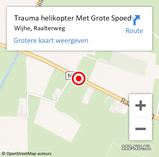 Locatie op kaart van de 112 melding: Trauma helikopter Met Grote Spoed Naar Wijhe, Raalterweg op 8 januari 2025 14:06