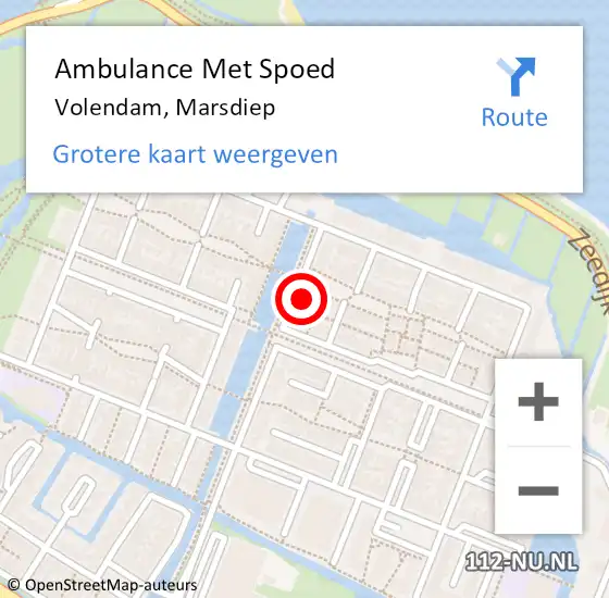 Locatie op kaart van de 112 melding: Ambulance Met Spoed Naar Volendam, Marsdiep op 8 januari 2025 14:31