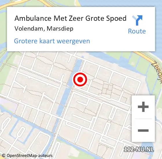 Locatie op kaart van de 112 melding: Ambulance Met Zeer Grote Spoed Naar Volendam, Marsdiep op 8 januari 2025 14:33