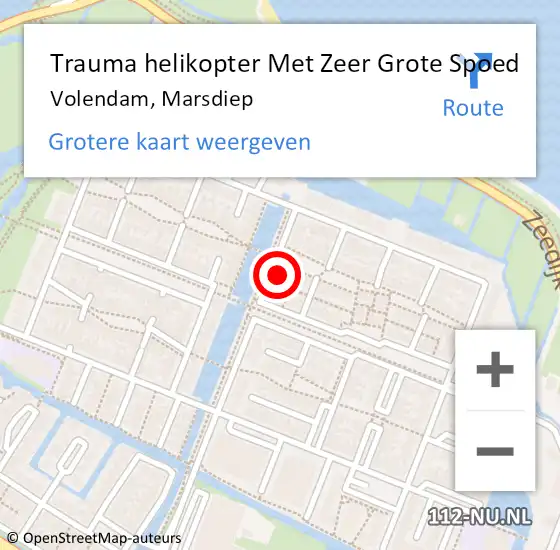 Locatie op kaart van de 112 melding: Trauma helikopter Met Zeer Grote Spoed Naar Volendam, Marsdiep op 8 januari 2025 14:35