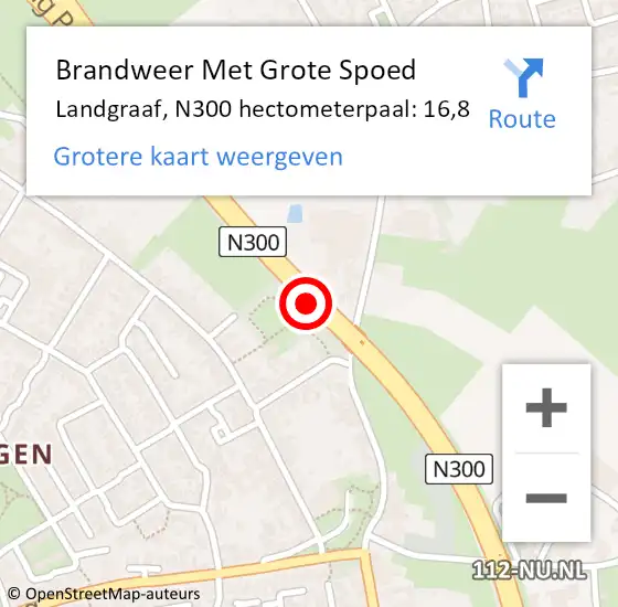 Locatie op kaart van de 112 melding: Brandweer Met Grote Spoed Naar Landgraaf, N300 hectometerpaal: 16,8 op 8 januari 2025 15:03