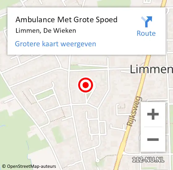 Locatie op kaart van de 112 melding: Ambulance Met Grote Spoed Naar Limmen, De Wieken op 8 januari 2025 15:05