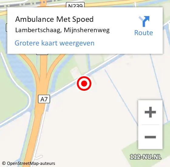 Locatie op kaart van de 112 melding: Ambulance Met Spoed Naar Lambertschaag, Mijnsherenweg op 8 januari 2025 15:35