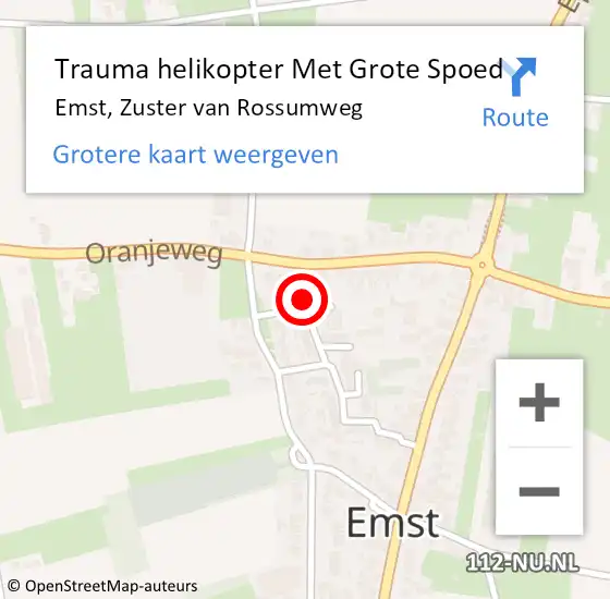 Locatie op kaart van de 112 melding: Trauma helikopter Met Grote Spoed Naar Emst, Zuster van Rossumweg op 8 januari 2025 15:47