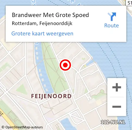 Locatie op kaart van de 112 melding: Brandweer Met Grote Spoed Naar Rotterdam, Feijenoorddijk op 8 januari 2025 15:55