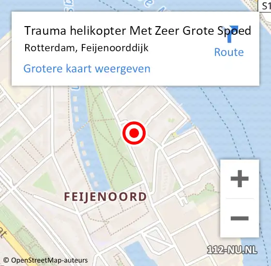 Locatie op kaart van de 112 melding: Trauma helikopter Met Zeer Grote Spoed Naar Rotterdam, Feijenoorddijk op 8 januari 2025 15:56