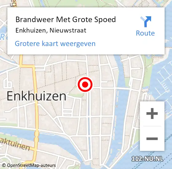 Locatie op kaart van de 112 melding: Brandweer Met Grote Spoed Naar Enkhuizen, Nieuwstraat op 8 januari 2025 16:11