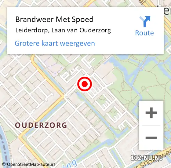 Locatie op kaart van de 112 melding: Brandweer Met Spoed Naar Leiderdorp, Laan van Ouderzorg op 8 januari 2025 16:27