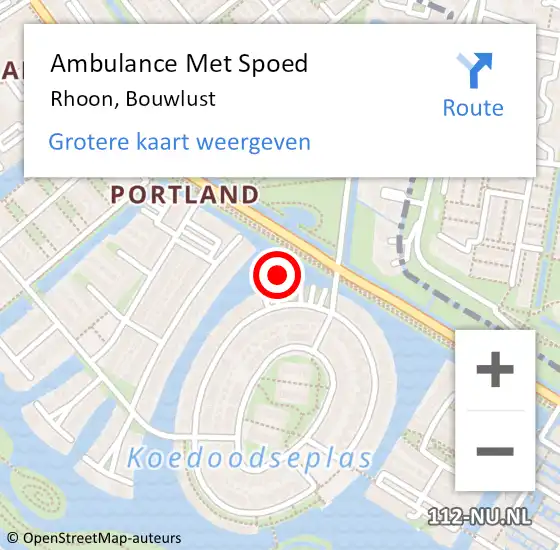 Locatie op kaart van de 112 melding: Ambulance Met Spoed Naar Rhoon, Bouwlust op 8 januari 2025 16:46