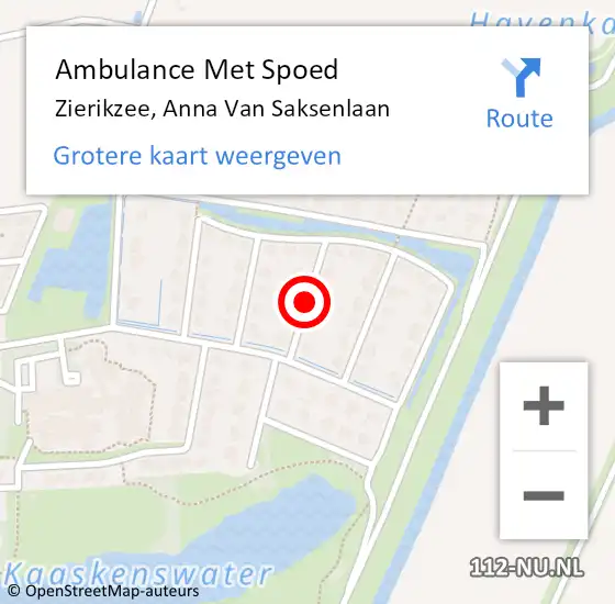 Locatie op kaart van de 112 melding: Ambulance Met Spoed Naar Zierikzee, Anna Van Saksenlaan op 2 november 2014 10:44