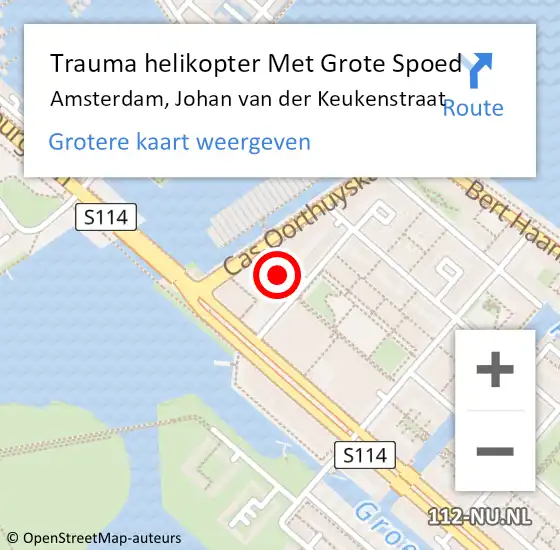 Locatie op kaart van de 112 melding: Trauma helikopter Met Grote Spoed Naar Amsterdam, Johan van der Keukenstraat op 8 januari 2025 18:05