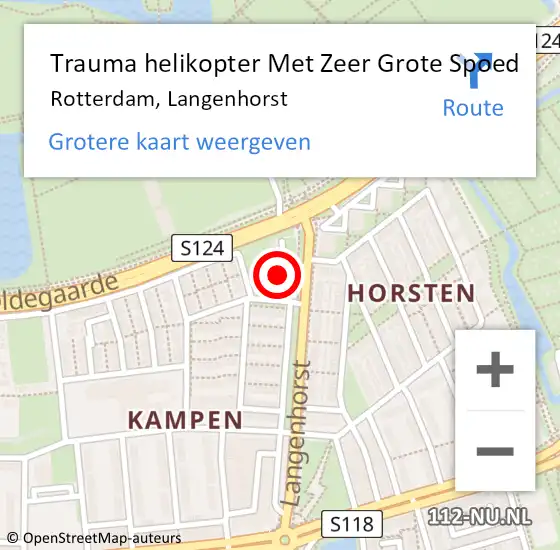 Locatie op kaart van de 112 melding: Trauma helikopter Met Zeer Grote Spoed Naar Rotterdam, Langenhorst op 8 januari 2025 18:21