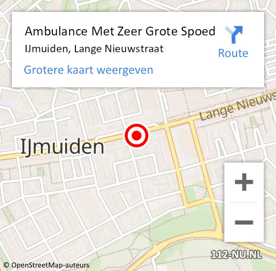 Locatie op kaart van de 112 melding: Ambulance Met Zeer Grote Spoed Naar IJmuiden, Lange Nieuwstraat op 8 januari 2025 19:17