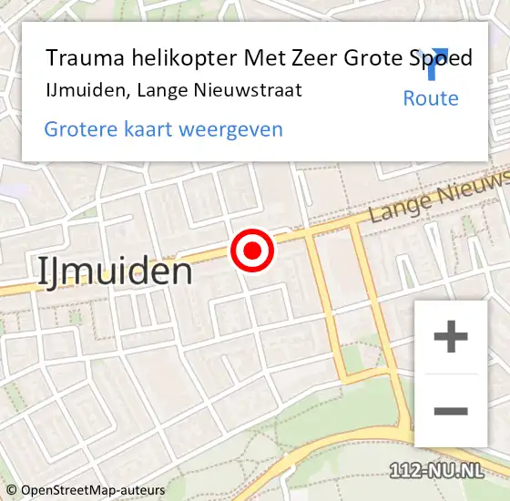 Locatie op kaart van de 112 melding: Trauma helikopter Met Zeer Grote Spoed Naar IJmuiden, Lange Nieuwstraat op 8 januari 2025 19:18