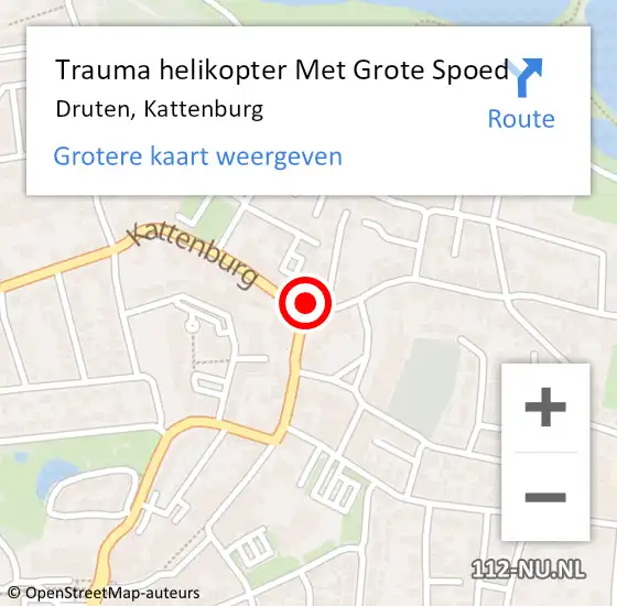 Locatie op kaart van de 112 melding: Trauma helikopter Met Grote Spoed Naar Druten, Kattenburg op 8 januari 2025 19:36