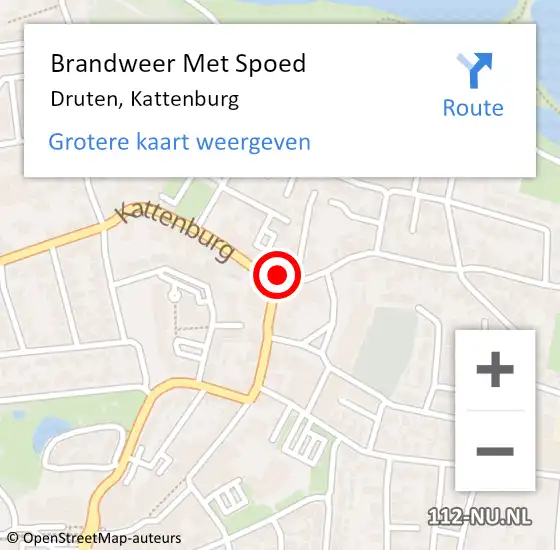 Locatie op kaart van de 112 melding: Brandweer Met Spoed Naar Druten, Kattenburg op 8 januari 2025 19:42