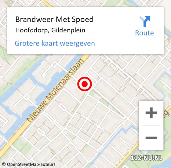 Locatie op kaart van de 112 melding: Brandweer Met Spoed Naar Hoofddorp, Gildenplein op 8 januari 2025 19:43