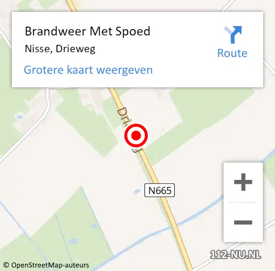 Locatie op kaart van de 112 melding: Brandweer Met Spoed Naar Nisse, Drieweg op 8 januari 2025 20:09