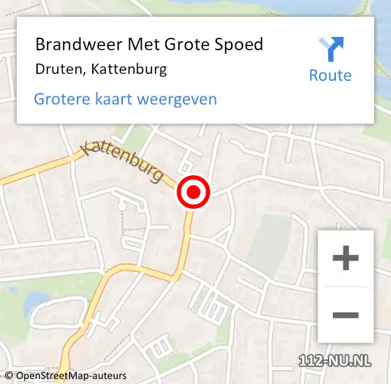 Locatie op kaart van de 112 melding: Brandweer Met Grote Spoed Naar Druten, Kattenburg op 8 januari 2025 20:23