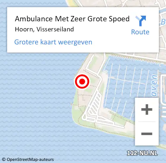 Locatie op kaart van de 112 melding: Ambulance Met Zeer Grote Spoed Naar Hoorn, Visserseiland op 8 januari 2025 21:23