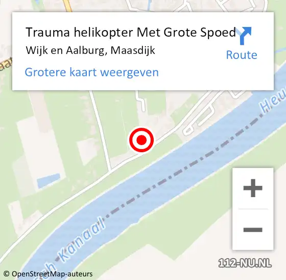 Locatie op kaart van de 112 melding: Trauma helikopter Met Grote Spoed Naar Wijk en Aalburg, Maasdijk op 8 januari 2025 21:53