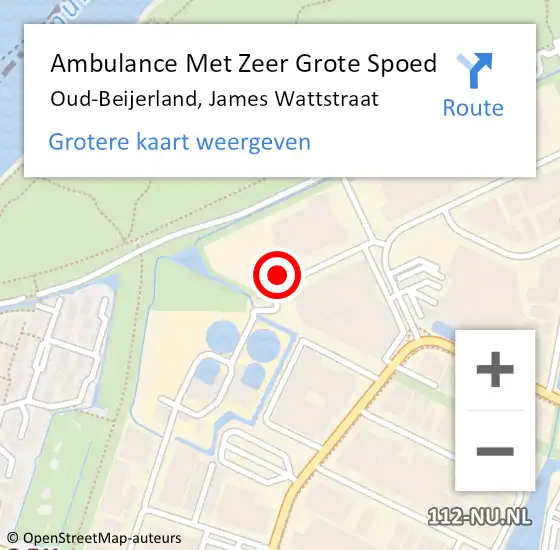 Locatie op kaart van de 112 melding: Ambulance Met Zeer Grote Spoed Naar Oud-Beijerland, James Wattstraat op 8 januari 2025 23:01