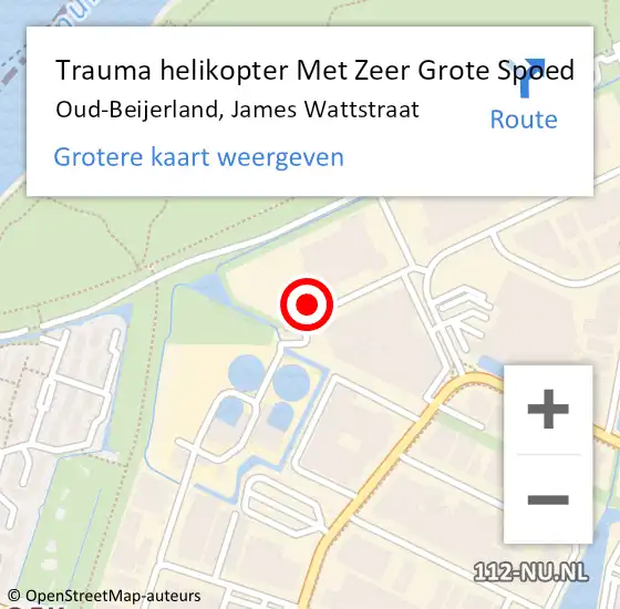 Locatie op kaart van de 112 melding: Trauma helikopter Met Zeer Grote Spoed Naar Oud-Beijerland, James Wattstraat op 8 januari 2025 23:01