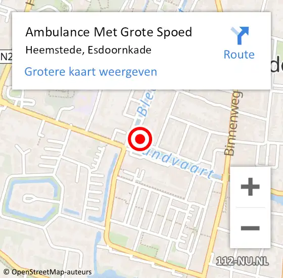 Locatie op kaart van de 112 melding: Ambulance Met Grote Spoed Naar Heemstede, Esdoornkade op 9 januari 2025 02:25