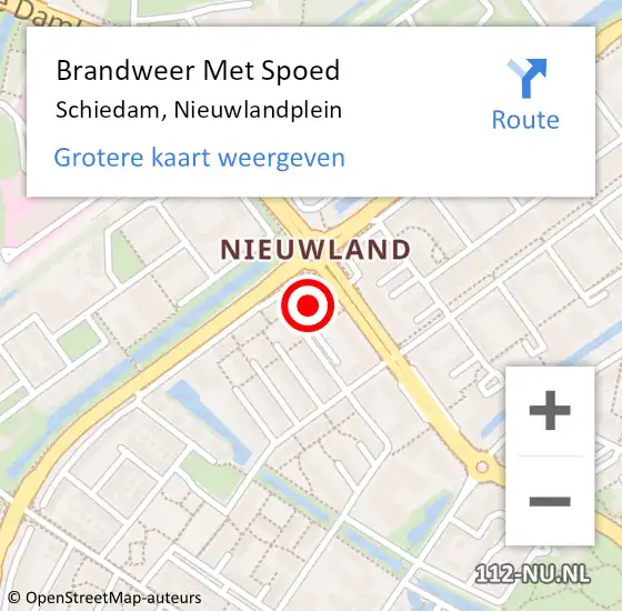 Locatie op kaart van de 112 melding: Brandweer Met Spoed Naar Schiedam, Nieuwlandplein op 9 januari 2025 04:47