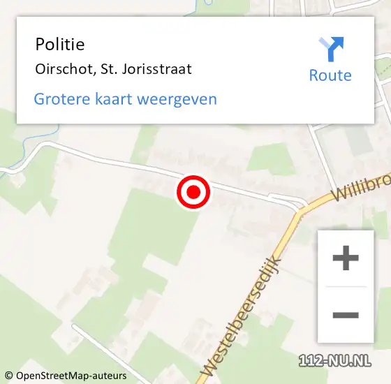 Locatie op kaart van de 112 melding: Politie Oirschot, St. Jorisstraat op 9 januari 2025 07:56