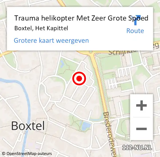 Locatie op kaart van de 112 melding: Trauma helikopter Met Zeer Grote Spoed Naar Boxtel, Het Kapittel op 9 januari 2025 08:22