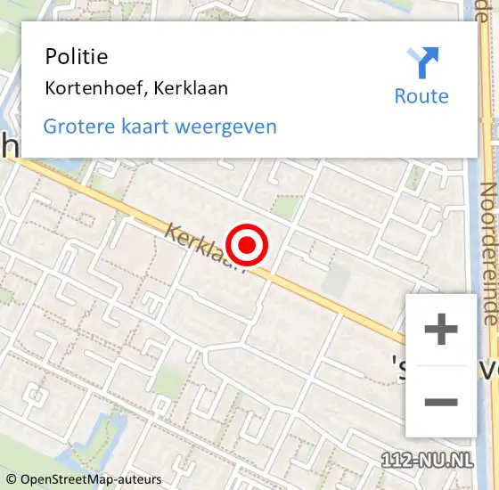 Locatie op kaart van de 112 melding: Politie Kortenhoef, Kerklaan op 9 januari 2025 08:28