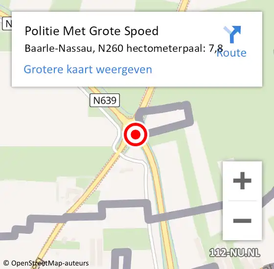 Locatie op kaart van de 112 melding: Politie Met Grote Spoed Naar Baarle-Nassau, N260 hectometerpaal: 7,8 op 9 januari 2025 09:09