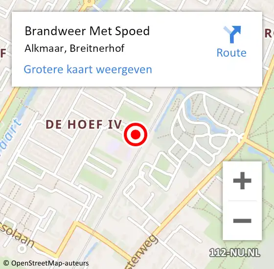 Locatie op kaart van de 112 melding: Brandweer Met Spoed Naar Alkmaar, Breitnerhof op 9 januari 2025 09:11