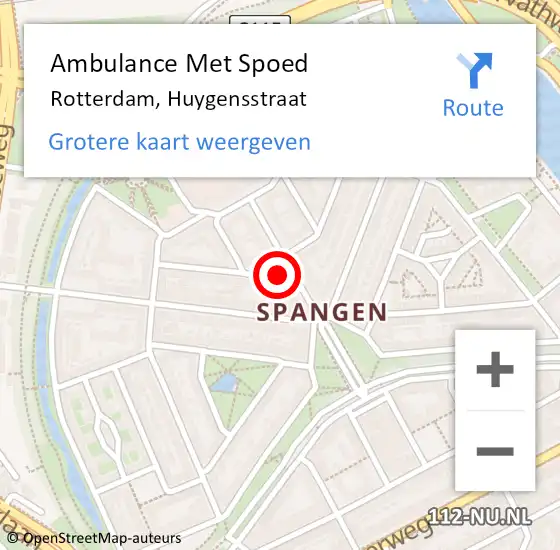 Locatie op kaart van de 112 melding: Ambulance Met Spoed Naar Rotterdam, Huygensstraat op 9 januari 2025 09:24