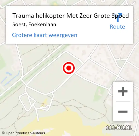 Locatie op kaart van de 112 melding: Trauma helikopter Met Zeer Grote Spoed Naar Soest, Foekenlaan op 9 januari 2025 09:33