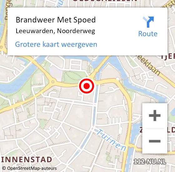 Locatie op kaart van de 112 melding: Brandweer Met Spoed Naar Leeuwarden, Noorderweg op 9 januari 2025 10:18