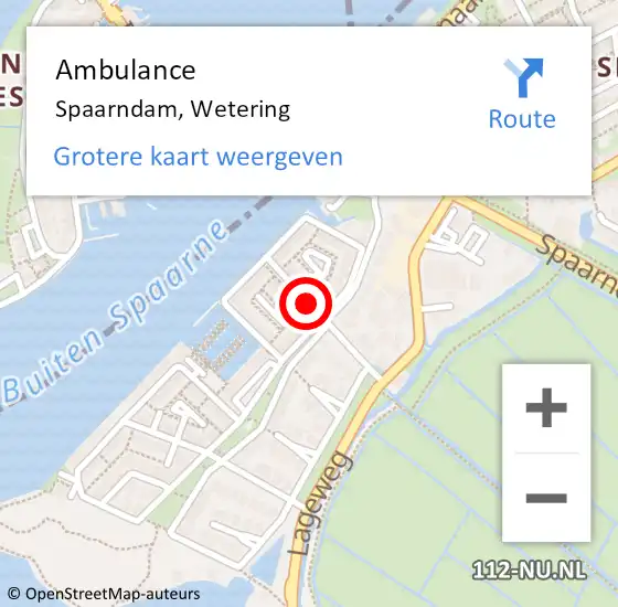 Locatie op kaart van de 112 melding: Ambulance Spaarndam, Wetering op 9 januari 2025 10:29