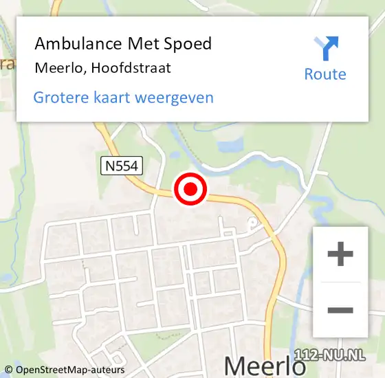 Locatie op kaart van de 112 melding: Ambulance Met Spoed Naar Meerlo, Hoofdstraat op 2 november 2014 12:14