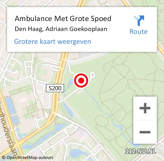 Locatie op kaart van de 112 melding: Ambulance Met Grote Spoed Naar Den Haag, Adriaan Goekooplaan op 9 januari 2025 13:29