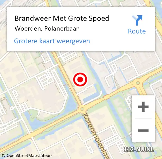 Locatie op kaart van de 112 melding: Brandweer Met Grote Spoed Naar Woerden, Polanerbaan op 9 januari 2025 14:24