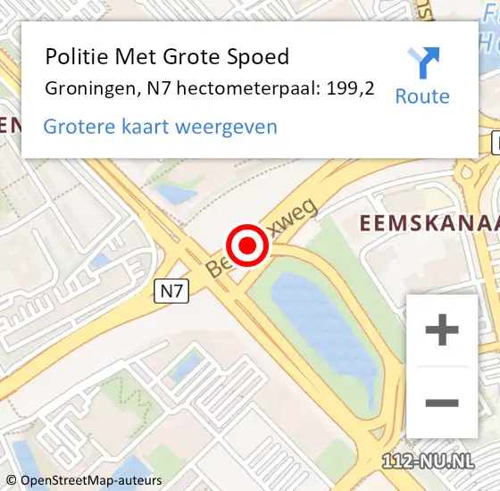 Locatie op kaart van de 112 melding: Politie Met Grote Spoed Naar Groningen, N7 hectometerpaal: 199,2 op 9 januari 2025 14:44