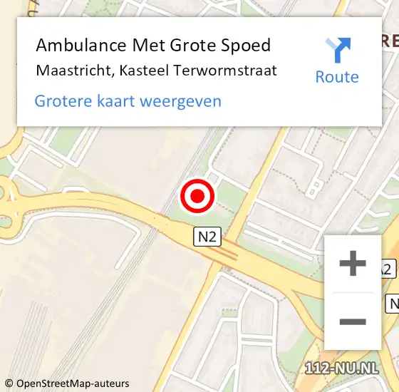 Locatie op kaart van de 112 melding: Ambulance Met Grote Spoed Naar Maastricht, Kasteel Terwormstraat op 2 november 2014 12:39