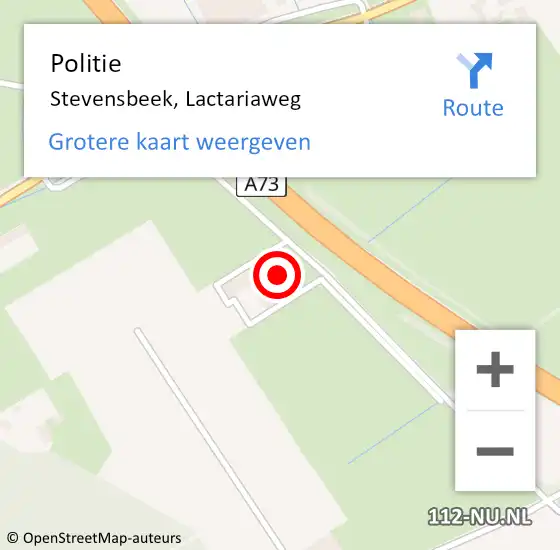 Locatie op kaart van de 112 melding: Politie Stevensbeek, Lactariaweg op 2 november 2014 12:49