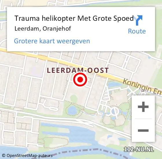 Locatie op kaart van de 112 melding: Trauma helikopter Met Grote Spoed Naar Leerdam, Oranjehof op 9 januari 2025 16:13